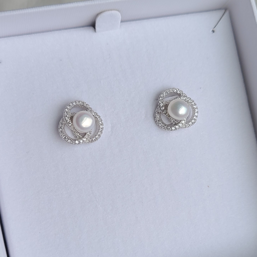 Pearl stud earrings